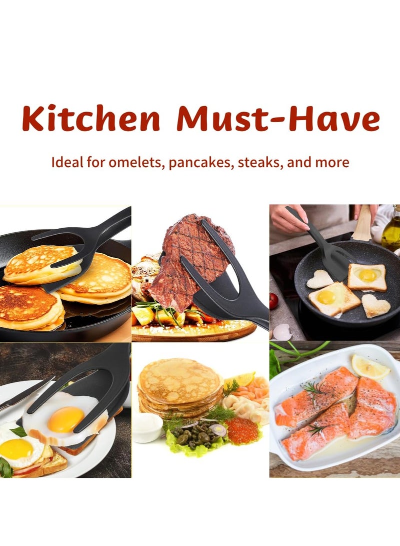 GNAFOTU Egg Flipper Spatula Tongs Set of 2 PCS - 2 in 1 Grip and Flip Spatula Tong Use Non-Stick Kitchen Flipper Spatula For Bread Fish Pancake Toast Home Kitchen Cooking Tool - Image 4