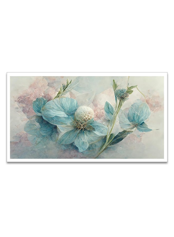 DEKORSTATION Beautiful Blue Flower Canvas Framed Painting for Bedroom, Living Room, Drwaing Room Wall Decoration|Size: 12x24 Inche - Image 2