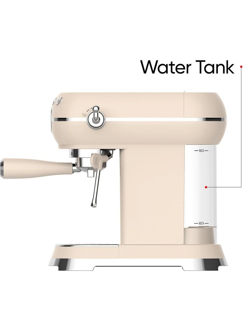 Radoco Retro Style Espresso Machine, 15-Bar Italian ULKA Pump, Stainless Steel Body, 1.5L Detachable Water Tank, Adjustable Steam Wand - Image 1