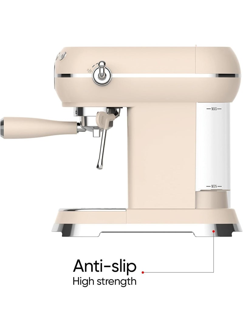 Radoco Retro Style Espresso Machine, 15-Bar Italian ULKA Pump, Stainless Steel Body, 1.5L Detachable Water Tank, Adjustable Steam Wand - Image 3