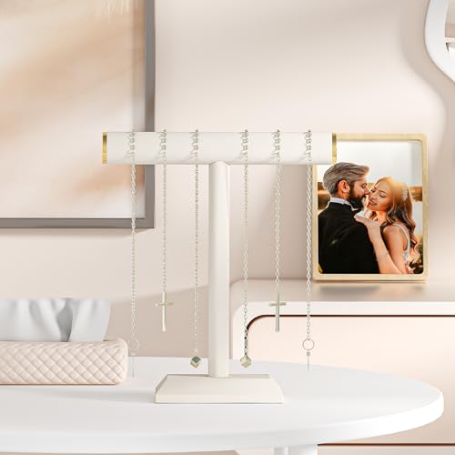 Julysky T-Bar Necklace Holder Stand,Necklace Display Stand for Selling,Necklace Organizer for Women,Necklace and Bracelet Hanger,Jewelry Stand,Necklace Storage Stand,Necklace Tree（Beige） - Image 5