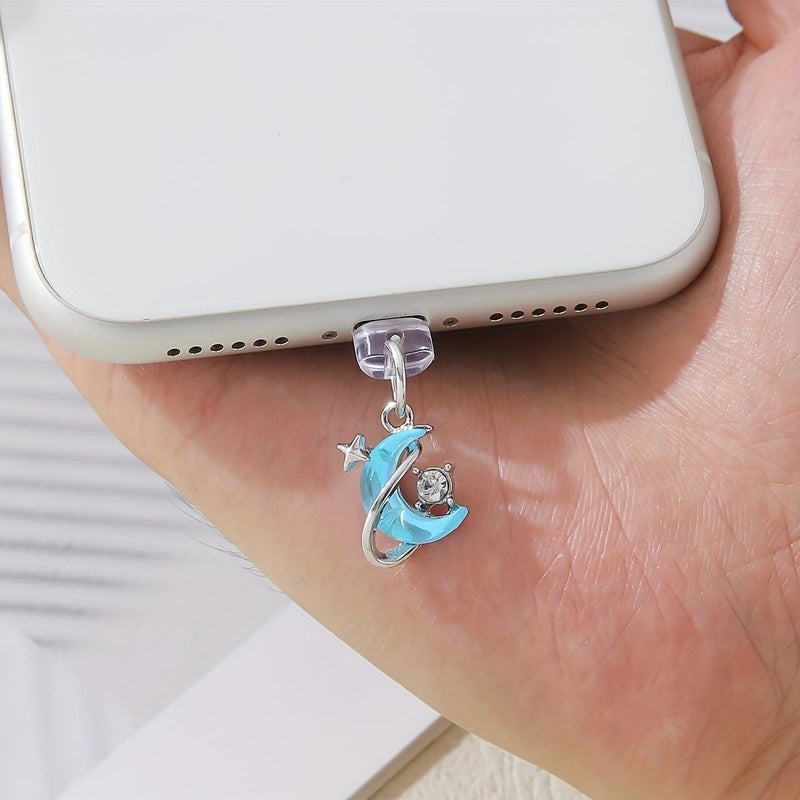 White Wind Dream Moon Dust Plug For iPhone Type C Girl Cute Cartoon Pendant Gift - Image 1