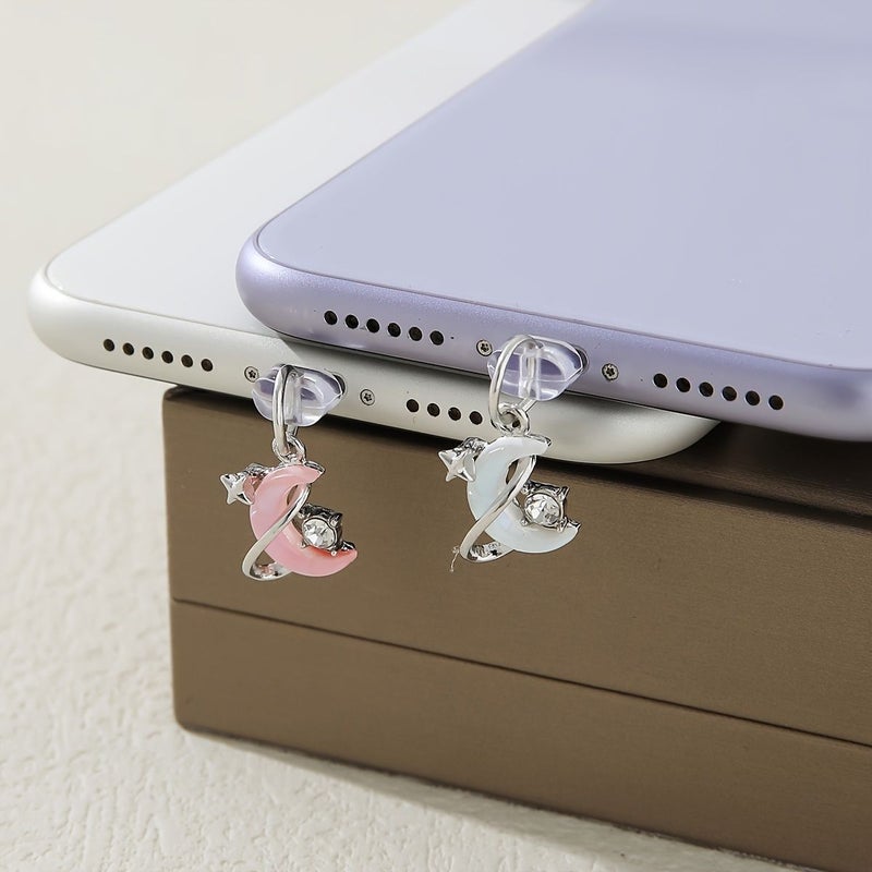White Wind Dream Moon Dust Plug For iPhone Type C Girl Cute Cartoon Pendant Gift - Image 5