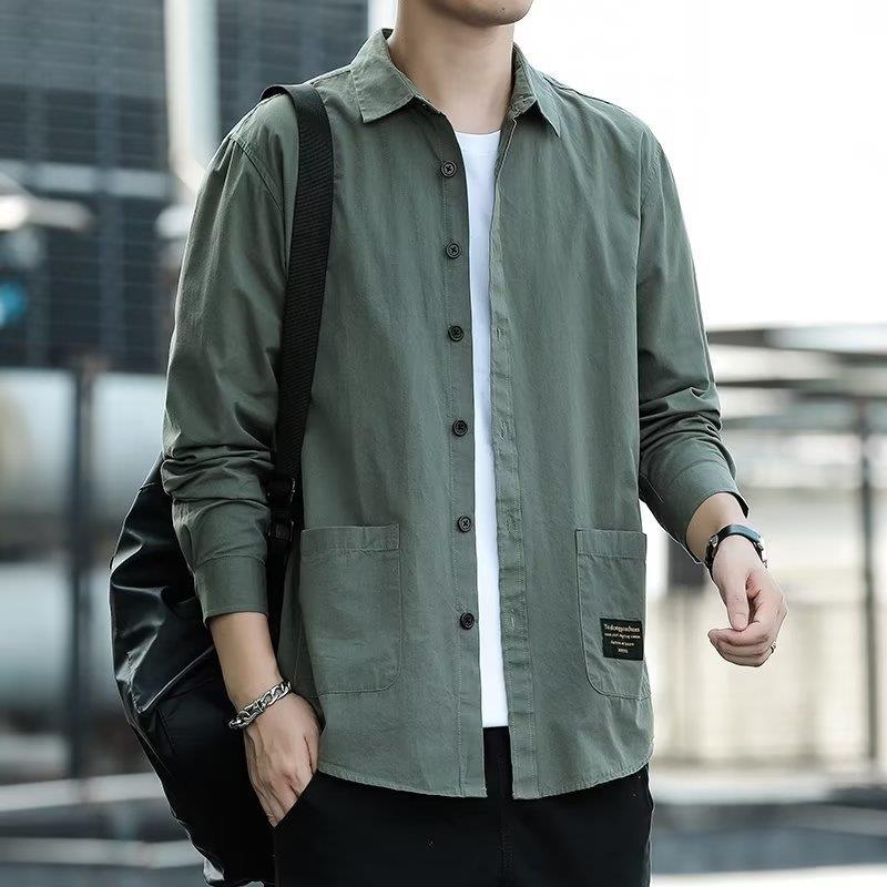 Men'S Non-Ironing Long Sleeve Multi-Pocket Workwear Shirt Men'S Shirt Loose Top Korean Style Versatile Fashion - Image 1