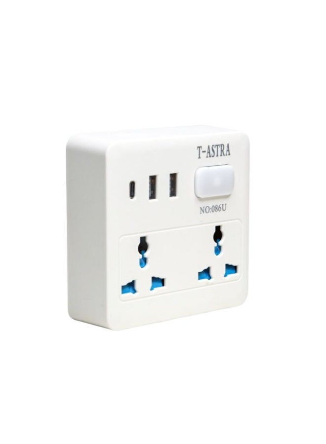 Compact Mini Power Socket with Multi Plug Extension and 2 Fast USB + 1 Type-C Charging Ports – Portable Smart Power Hub for Home, Office & Travel - Image 1