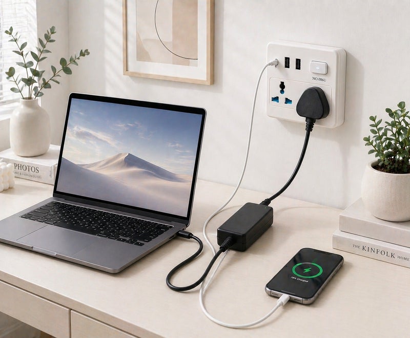 مقبس كهرباء عالمي متعدد مع منفذ USB-C ومنفذين USB – مخرجا طاقة AC، قدرة 13 أمبير 2500 واط، محول جداري بمفتاح تشغيل، شحن سريع متعدد الاستخدامات للمنزل والمكتب والسفر - Image 3
