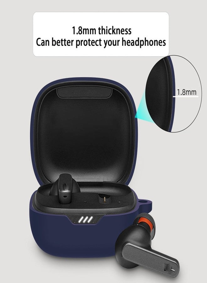 Keminsung جراب لسماعات JBL Wave Flex 2 المصنوعة من السيليكون، غطاء سماعات أذن لاسلكية، مقاوم للصدمات، فريد من نوعه، محمول، واقٍ مع حلقة تعليق (أزرق) - Image 2