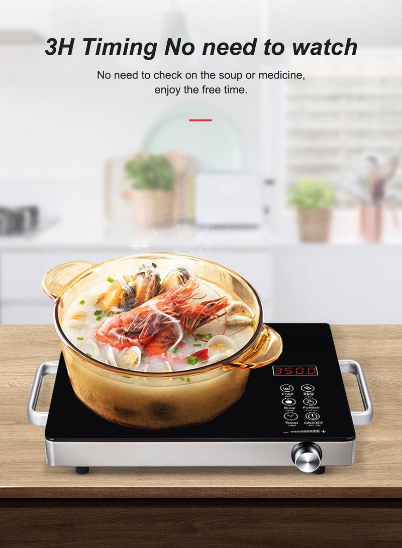 ET-LIFE 3500W Infrared Induction Cooktop, Electric Stove Burner,  Electric Hot Plate, Single Electric Cooktops Countertop Stoveck DT-228 Black - Image 3
