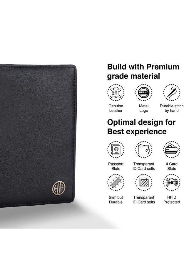 هاموندز فلاي كاتشر حافظة جواز سفر من الجلد الطبيعي من HAMMONDS FLYCATCHER، حامل جواز سفر للرجال والنساء - منظم مستندات إكسسوارات السفر، محفظة جواز سفر محمية بتقنية RFID مع فتحات بطاقات للرحلات - أسود - Image 3
