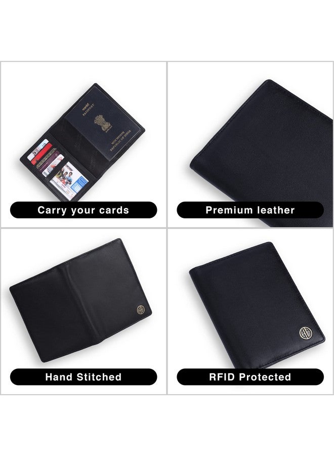  هاموندز فلاي كاتشر حافظة جواز سفر من الجلد الطبيعي من HAMMONDS FLYCATCHER، حامل جواز سفر للرجال والنساء - منظم مستندات إكسسوارات السفر، محفظة جواز سفر محمية بتقنية RFID مع فتحات بطاقات للرحلات - أسود - Image 4