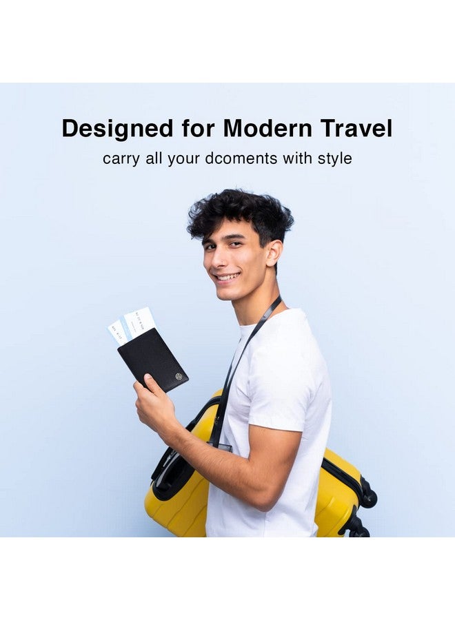  هاموندز فلاي كاتشر حافظة جواز سفر من الجلد الطبيعي من HAMMONDS FLYCATCHER، حامل جواز سفر للرجال والنساء - منظم مستندات إكسسوارات السفر، محفظة جواز سفر محمية بتقنية RFID مع فتحات بطاقات للرحلات - أسود - Image 2