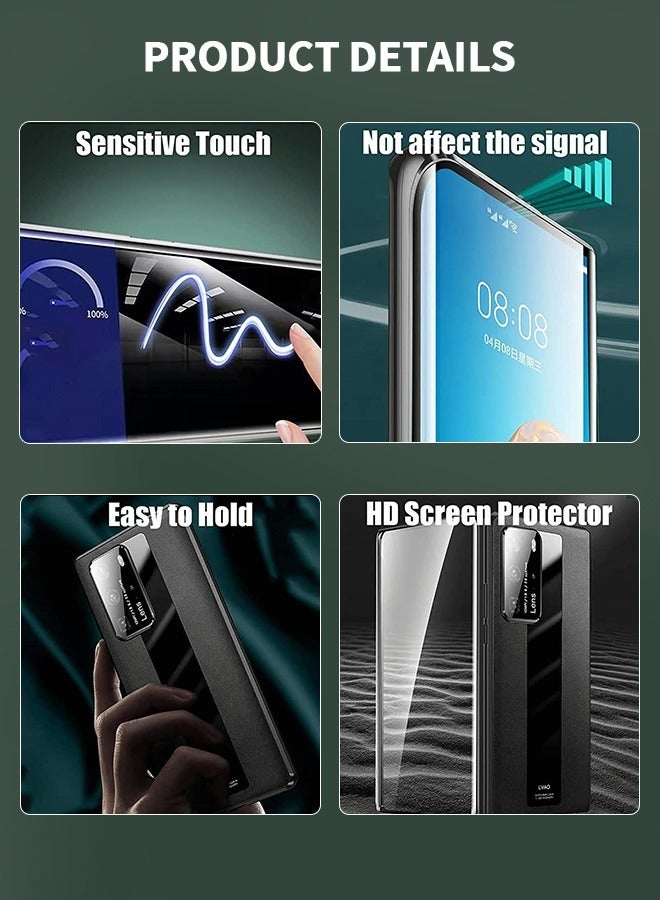 GROIC Magnetic Case for Samsung Galaxy S22 Ultra, Magnetic Tempered Glass Double-Sided Phone Case for S22 Ultra with Screen Protector, Leather Back Cover with Camera Cover for Galaxy S22 Ultra 5G-Black - Image 4