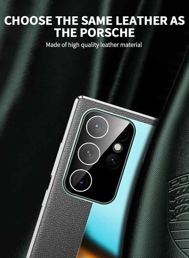 GROIC Magnetic Case for Samsung Galaxy S22 Ultra, Magnetic Tempered Glass Double-Sided Phone Case for S22 Ultra with Screen Protector, Leather Back Cover with Camera Cover for Galaxy S22 Ultra 5G-Black - Image 5