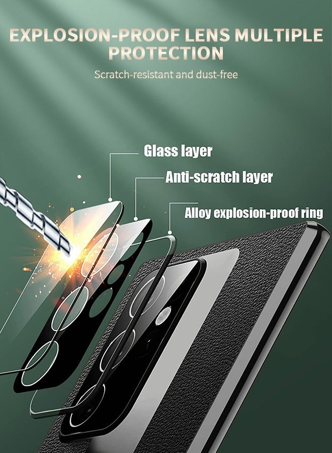 GROIC Magnetic Case for Samsung Galaxy S22 Ultra, Magnetic Tempered Glass Double-Sided Phone Case for S22 Ultra with Screen Protector, Leather Back Cover with Camera Cover for Galaxy S22 Ultra 5G-Black - Image 3