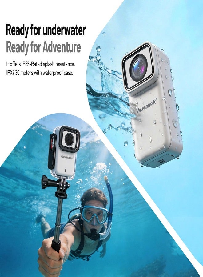 Vauvinmaic 4K Body Camera with WiFi, POV Action Cam for Motorcycling Skiing Cycling Vlogging Sports, Magnetic Wearable Thumb Camera for Hands-Free Recording, Waterproof Portable Video Recorder, 64GB Card, White - Image 4