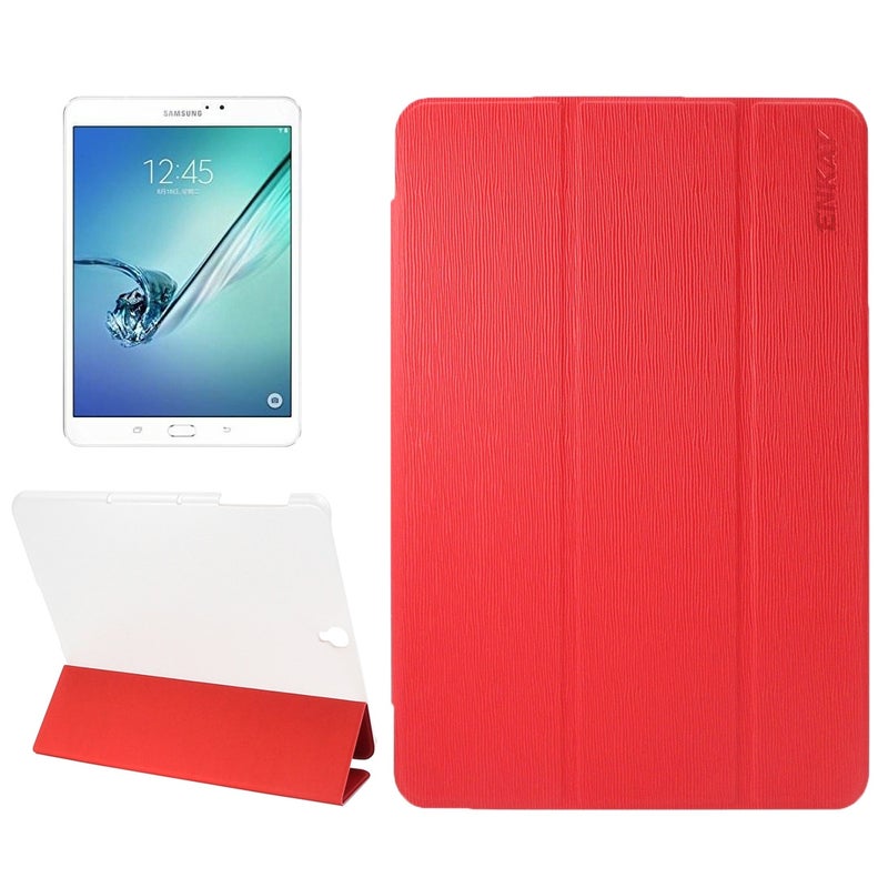 إنكاي جراب جلدي أفقي قلاب بتصميم عود أسنان لجهاز Galaxy Tab S3 مقاس 9.7 بوصة T820 / T825 مع حامل ووظيفة السكون / الاستيقاظ (أحمر) - Image 1