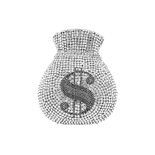 Tngan Women Money Pouch Evening Bag Sparkling Crystal Purses Rhinestones Wedding Party Prom Clutch, A-Silver - Image 1