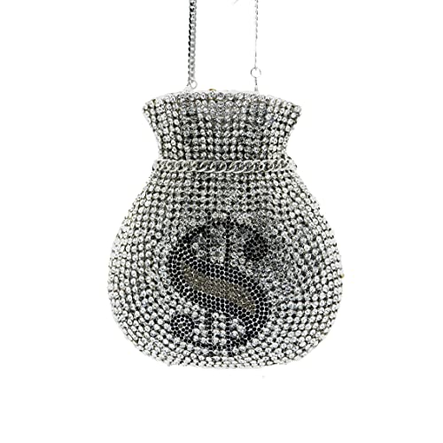 Tngan Women Money Pouch Evening Bag Sparkling Crystal Purses Rhinestones Wedding Party Prom Clutch, A-Silver - Image 5