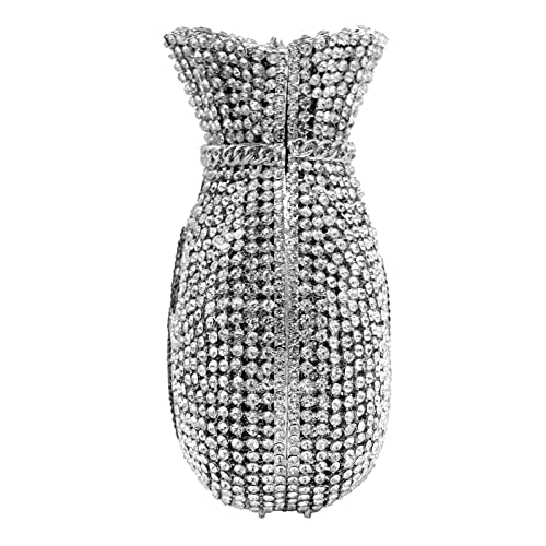 Tngan Women Money Pouch Evening Bag Sparkling Crystal Purses Rhinestones Wedding Party Prom Clutch, A-Silver - Image 2
