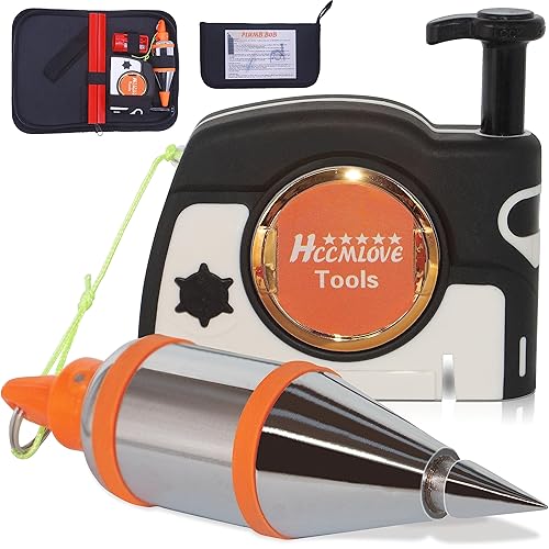 HCCMLOVE Plumbob المغناطيسي - 15 أونصة (425 جم) Plumb Rite مع مبراة سلسلة بطول 14.5 قدم (4.5 م) و2 قلم رصاص وحقيبة حمل، بكرة الخط المستخدمة في البناء يمكنها تمديد الخط تلقائيًا وتثبيت Plumbob بسرعة - Image 2