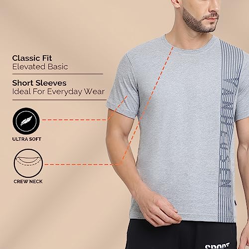 Van Heusen Athleisure Men T-Shirt - Cotton Rich - Ultra Soft, Crew Neck, Short Sleeve_60044_Lapis Blue_XL - Image 2