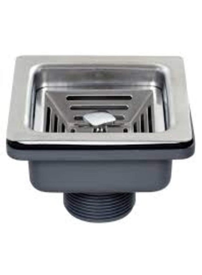 Goonj Premium Handmade Stainless Steel Sink, Single Bowl Rust Proof Kitchen Sink with Designer Square Drain (24 * 18 * 10 Inch) - Image 3