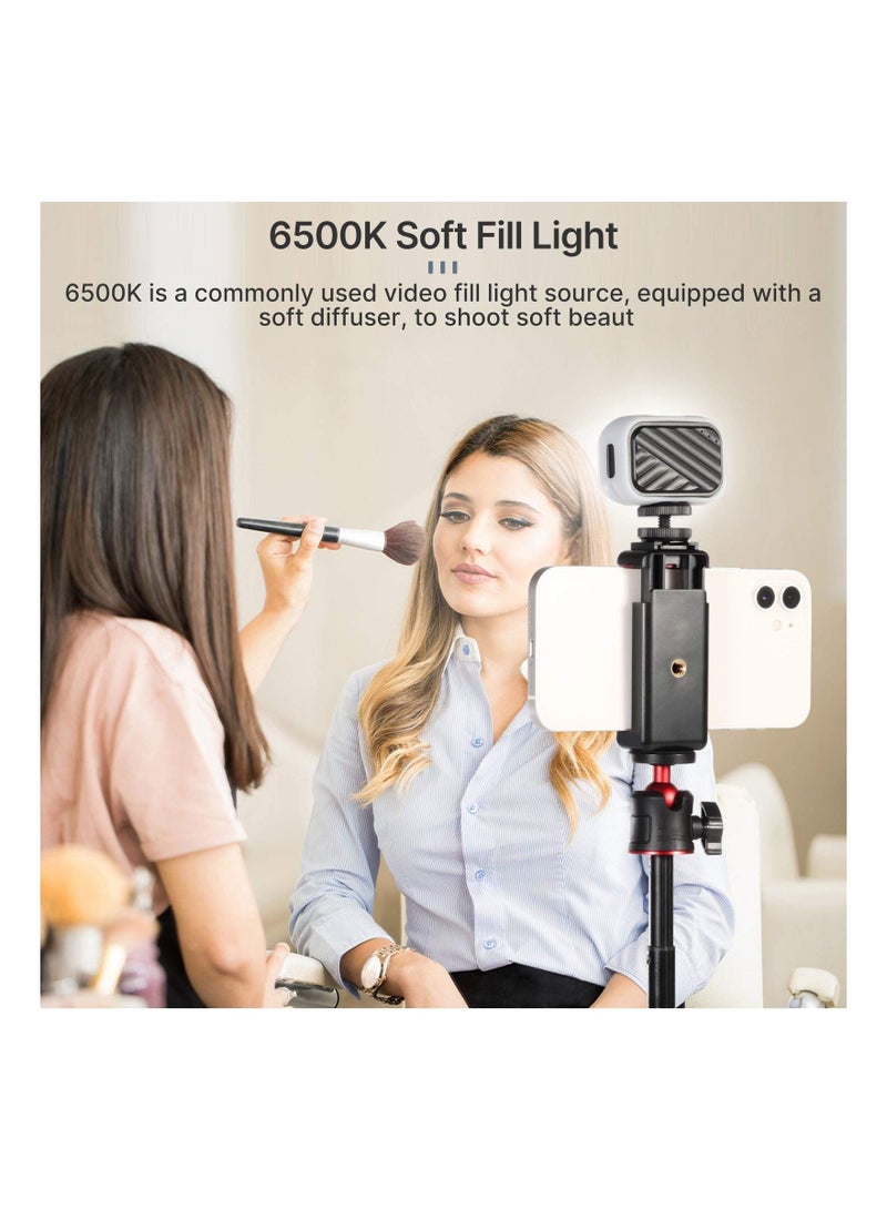 Captaintech Fill Light, LED Video Light Vlogging Soft Live Lighting 6500K, Built-in Rechargeable Battery, for iPhone, for Gopro Hero 9/ 8/ 7/ 6/ 5 Compatible with Cold Shoe and Hot Shoe - Image 3