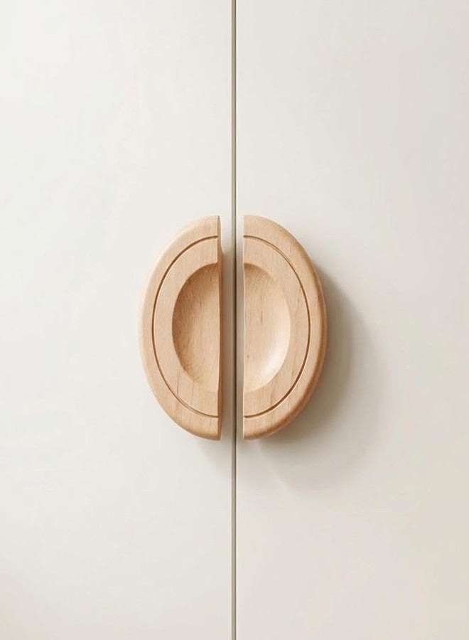 FITTINGO Steam Beech Wood Wardrobe Door Handle for Home/Pull Handle for Wardrobe Door/Cabinet Handle Complete Set of 2 (Left & Right) 8 * 4 Inch - Image 1