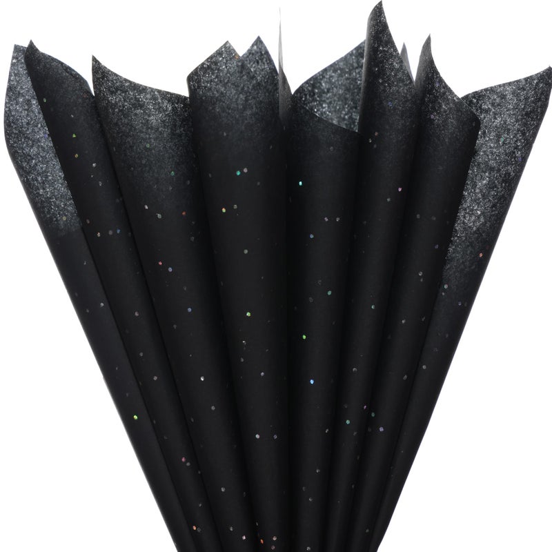 SUNCOLOR 36 Sheets Glitter Black Tissue Paper for Gift Bags â€“ 20 x 20 inch Sparkling Wrapping Tissue for Halloween, Crafts & Party Packaging - Image 1