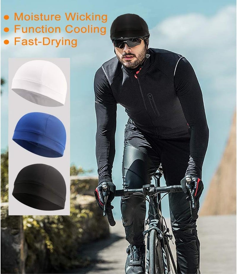 WSHSTS 3 Pack Cooling Skull Cap Helmet Liner Sweat Wicking Cycling Running Hat for Men Women - Image 2