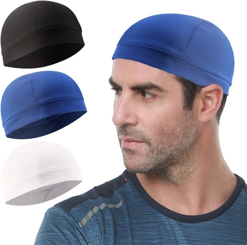 WSHSTS 3 Pack Cooling Skull Cap Helmet Liner Sweat Wicking Cycling Running Hat for Men Women - Image 1