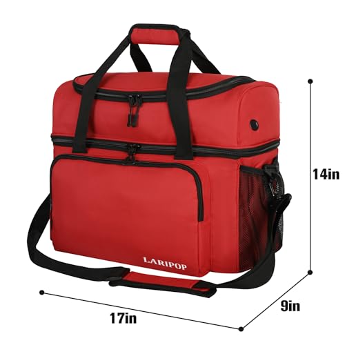 LARIPOP 2 Ball Bowling Bag Double Ball Tote with Padded Ball Holder Ventilated Shoe Compartment Mens Size 16 AntiSlip Feet Accessory Pockets for Bowling League Practice Tournament - Image 3