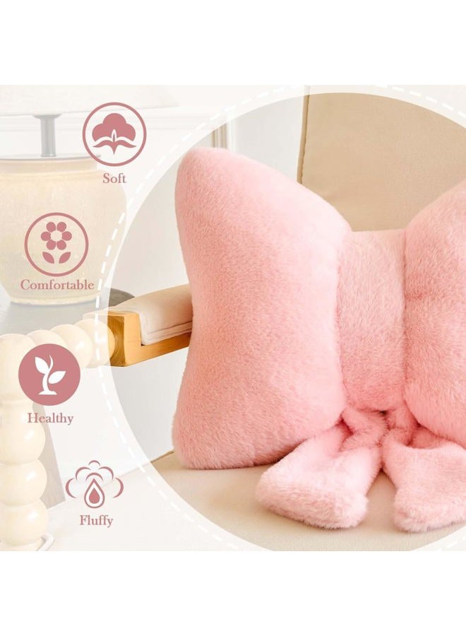 Lfsaaj Bow Throw Pillow, Bow Decorative Pillows, Aesthetic Room Decor Bow Pillows, Cute Coquette Bow Shaped Plush Lumbar Pillow for Bed Couch Living (Ivory 12 Inch) - Image 3