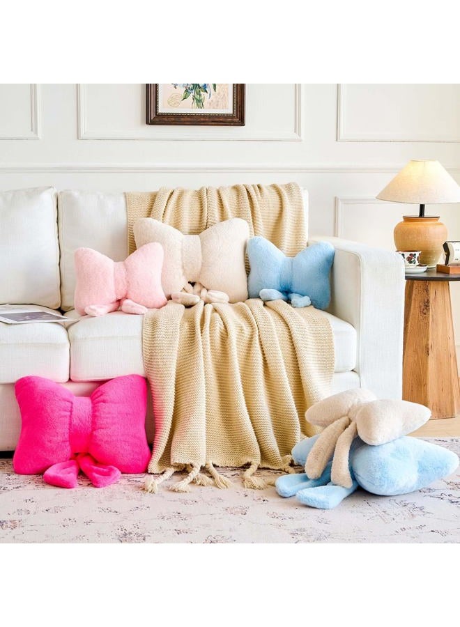 Lfsaaj Bow Throw Pillow, Bow Decorative Pillows, Aesthetic Room Decor Bow Pillows, Cute Coquette Bow Shaped Plush Lumbar Pillow for Bed Couch Living (Ivory 12 Inch) - Image 5