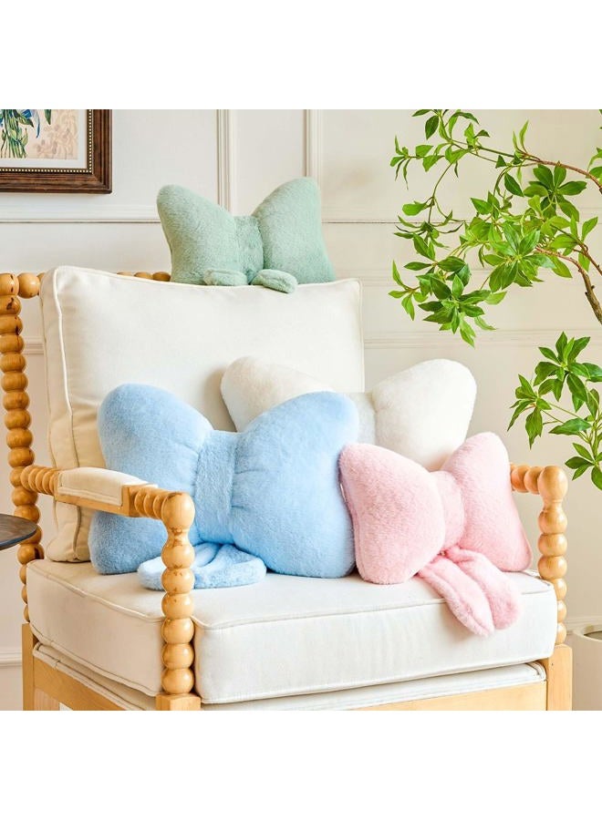 Lfsaaj Bow Throw Pillow, Bow Decorative Pillows, Aesthetic Room Decor Bow Pillows, Cute Coquette Bow Shaped Plush Lumbar Pillow for Bed Couch Living (Ivory 12 Inch) - Image 4