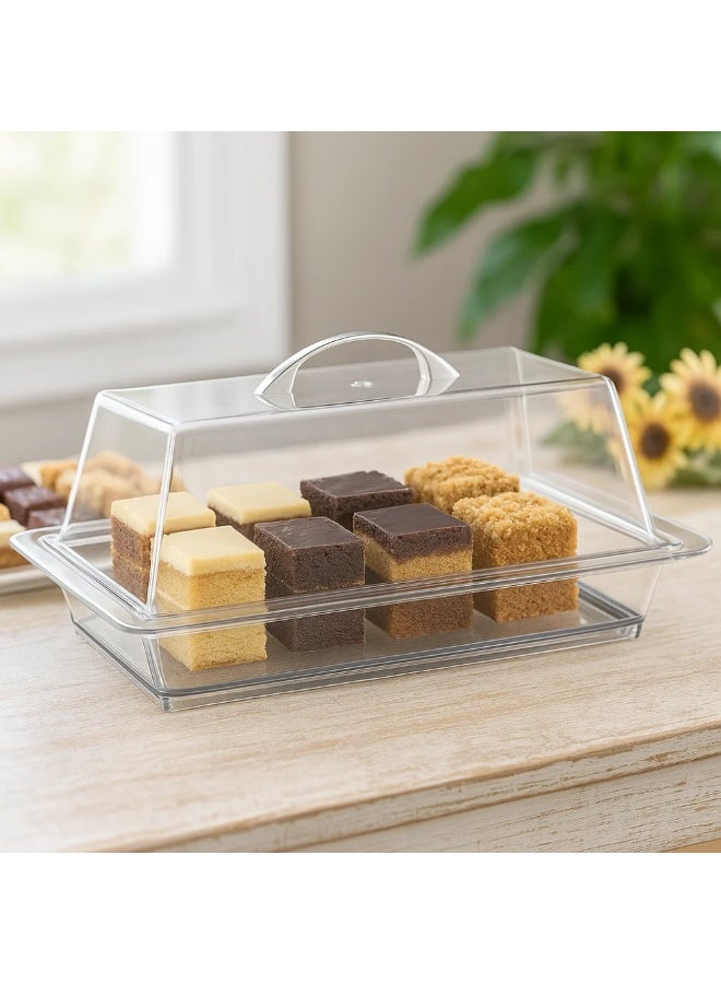 Ridge Acrylic Cake Server With Lid Clear/Gold 40CM - Image 4