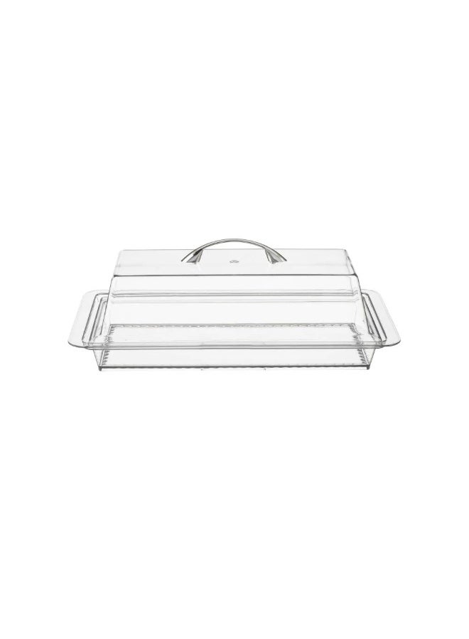 Ridge Acrylic Cake Server With Lid Clear/Gold 40CM - Image 3