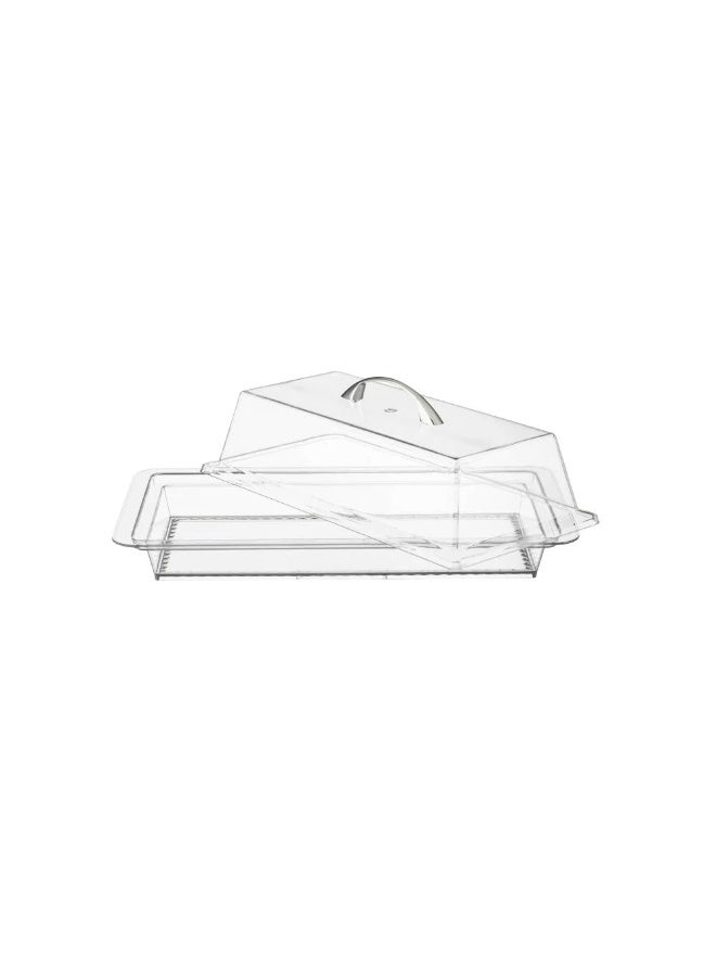 Ridge Acrylic Cake Server With Lid Clear/Gold 40CM - Image 2