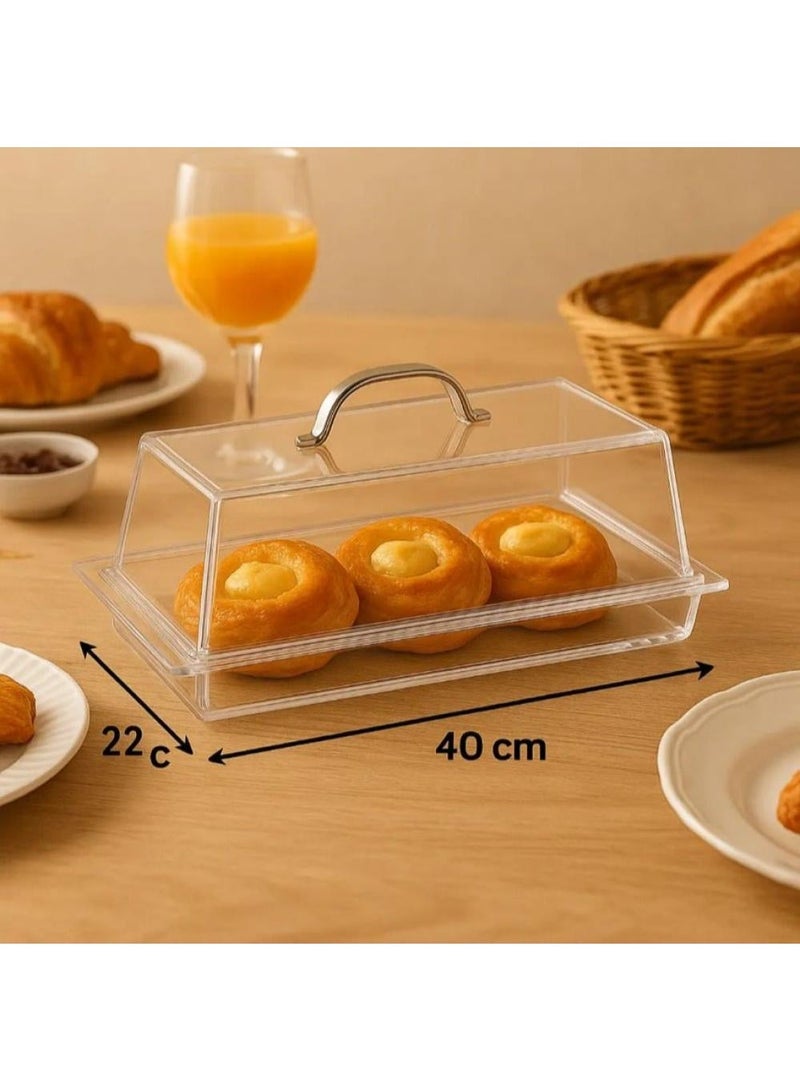 Ridge Acrylic Cake Server With Lid Clear/Gold 40CM - Image 1