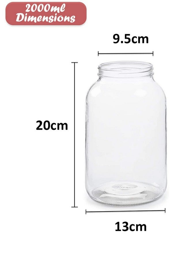 Vency Vency Glass Jar 2000 ml | Round Jars for kitchen 2Kg | Transparent Containers for Kitchen Pantry, Flour, Cereal, Masala, Dry Fruits | Airtight Glass Container | Red Cap | Set of 2 - Image 4