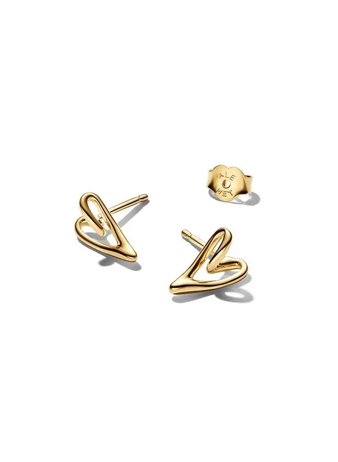 باندورا Organically Shaped Heart Stud Earrings