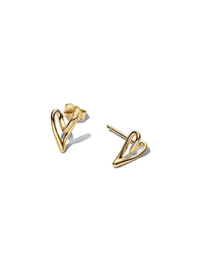 باندورا Organically Shaped Heart Stud Earrings