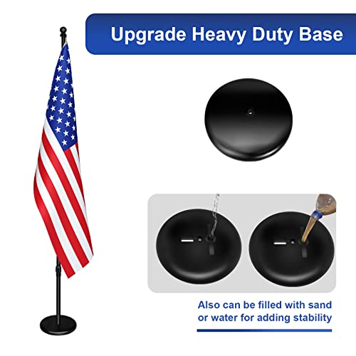 IN WHICH BAY Indoor Flagpole with Base,Telescoping Flag Pole 6FT-8FT, Flagpoles Rotate 360 Degrees, 3X5 USA Flag-Heavy Duty Water Resistant Polyester Canvas Embroidered Stars. Suitable for Office, Auditorium, School, Use (1-pack) - Image 4