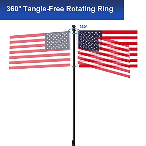 IN WHICH BAY Indoor Flagpole with Base,Telescoping Flag Pole 6FT-8FT, Flagpoles Rotate 360 Degrees, 3X5 USA Flag-Heavy Duty Water Resistant Polyester Canvas Embroidered Stars. Suitable for Office, Auditorium, School, Use (1-pack) - Image 5