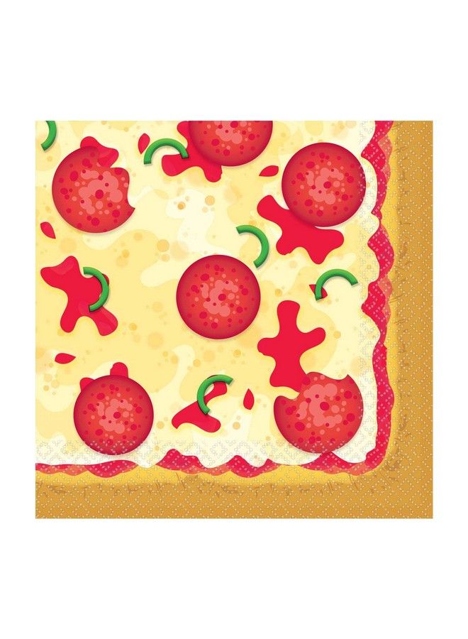 Amscan Pizza Paper Party Napkins 6 1/2" X 6 1/2" Pack Of 16 Multicolor - Image 2