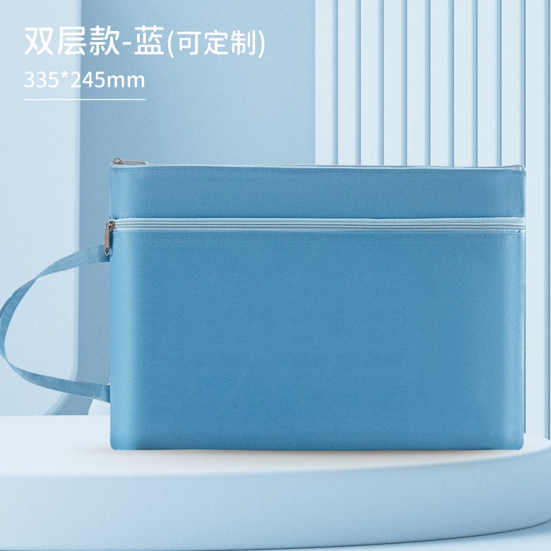 Morandi Portable Document Bag Waterproof Oxford Bag Information Bag Student Test Paper Bag Zipper Tilting Bag Printable - Image 1