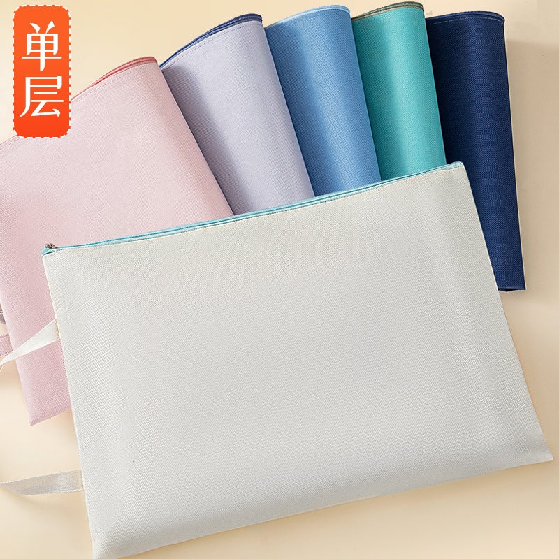 Morandi Portable Document Bag Waterproof Oxford Bag Information Bag Student Test Paper Bag Zipper Tilting Bag Printable - Image 4
