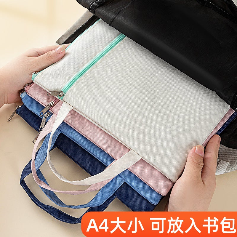 Morandi Portable Document Bag Waterproof Oxford Bag Information Bag Student Test Paper Bag Zipper Tilting Bag Printable - Image 3