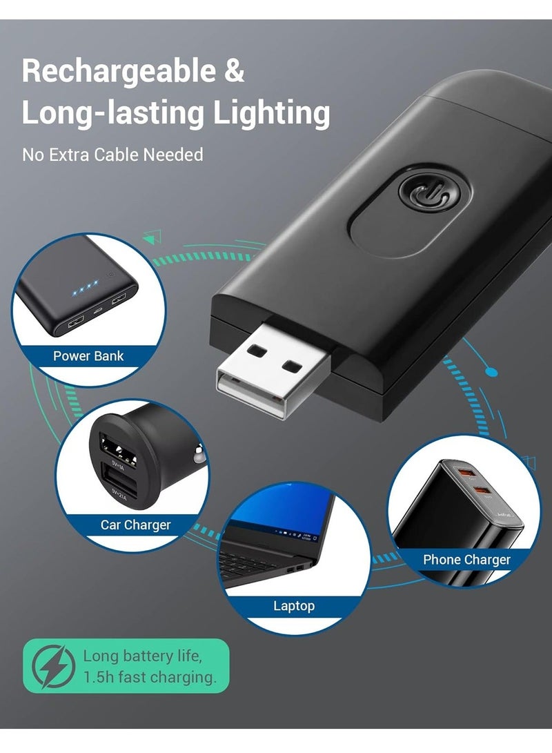 بابونا مصباح قراءة كتب بمشبك، مصباح LED يُثبت على الكتاب للقراءة في السرير، مصباح USB قابل لإعادة الشحن للعناية بالعين للأطفال وعشاق القراءة، بمستويين للسطوع (أسود) - Image 2