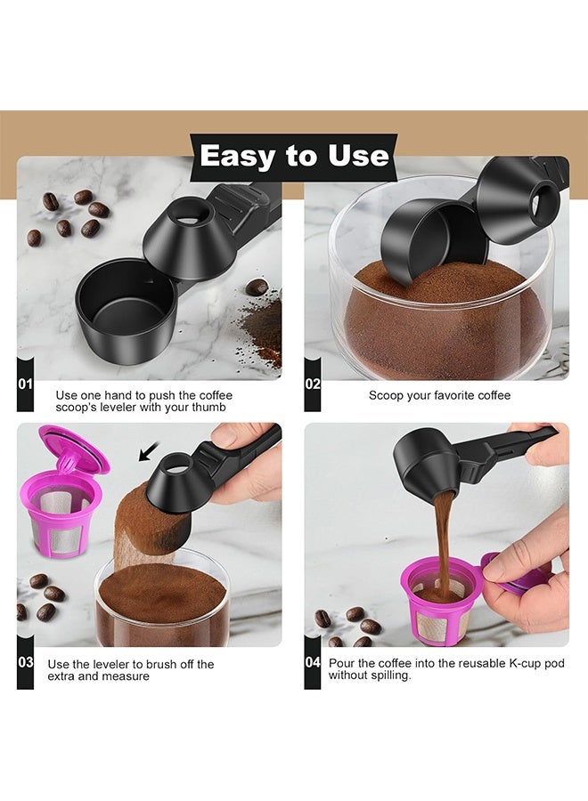 Coffee Scoop & Funnel for Reusable K Cup Refillable Coffee Pods, Coffee Measuring Spoon 2 Tablespoon Capacity, Scoop with Funnel for Ground Coffee, Protein Powder, Tea (Black, 2 Pack) - Image 4